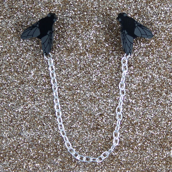 Dead Fly Collar Clips - laser cut acrylic
