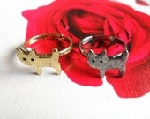 Cat Ring- 1Pc Antique Silver/Bronze Cute kitten Cat Animal Metal Steampunk Pet Ring -- Friendship Couple Lover Retro Finger Rings