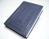 Blue Miniature Leather Book, hand tooled, old style