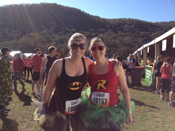 Running Tutu: Batgirl Inspired Custom Racing Tank and Pixie Length (9 inch) Tutu