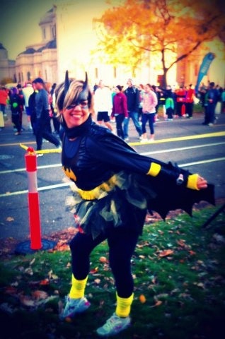 Running Tutu: Batgirl Inspired Custom Racing Tank and Pixie Length (9 inch) Tutu