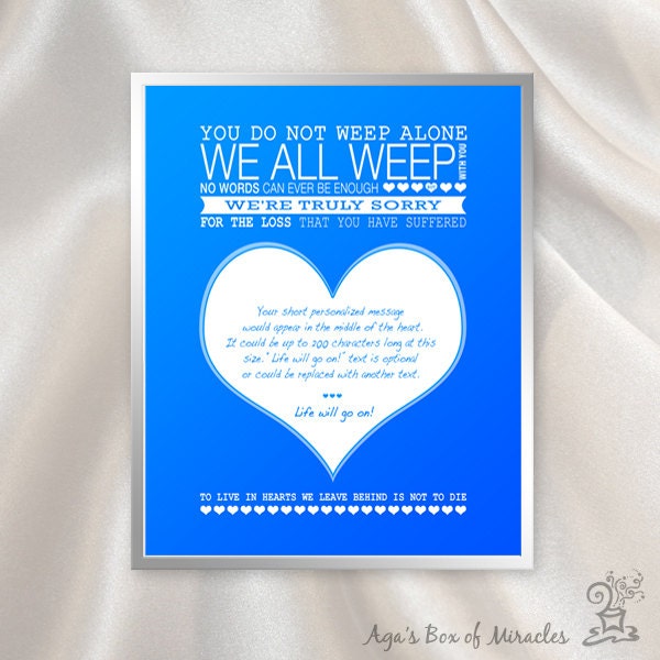 Personalized Sympathy Gift / Modern 8x10 Sympathy Print / Sympathy Quote / Custom Sympathy Message / Blue Bereavement Gift