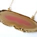 Pale Pink Agate Necklace Edged in 24k Gold . Double Connected