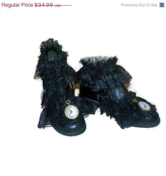 ON SALE Upcycled Recycled Retro Steampunk Victorian Vintage Womens OOAK Short Side Zip Boots Shoes