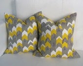 18x18 Pair - Yellow/Gray Chevron Pillow Covers  Set of 2