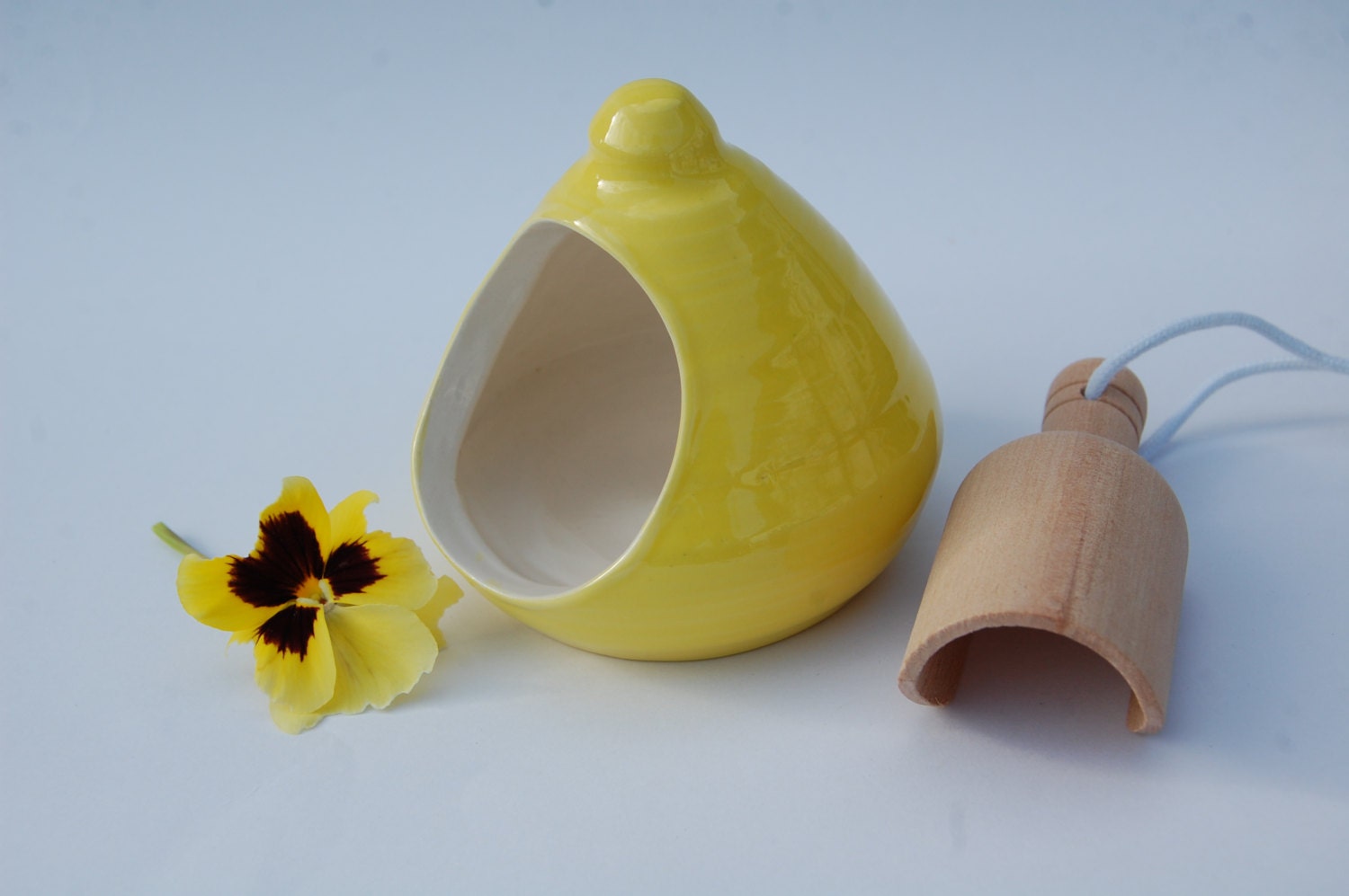 Pottery Salt Cellar Salt Pig Yellow Kitchenware Yellow Pottery Handmade Salt Cellar UK