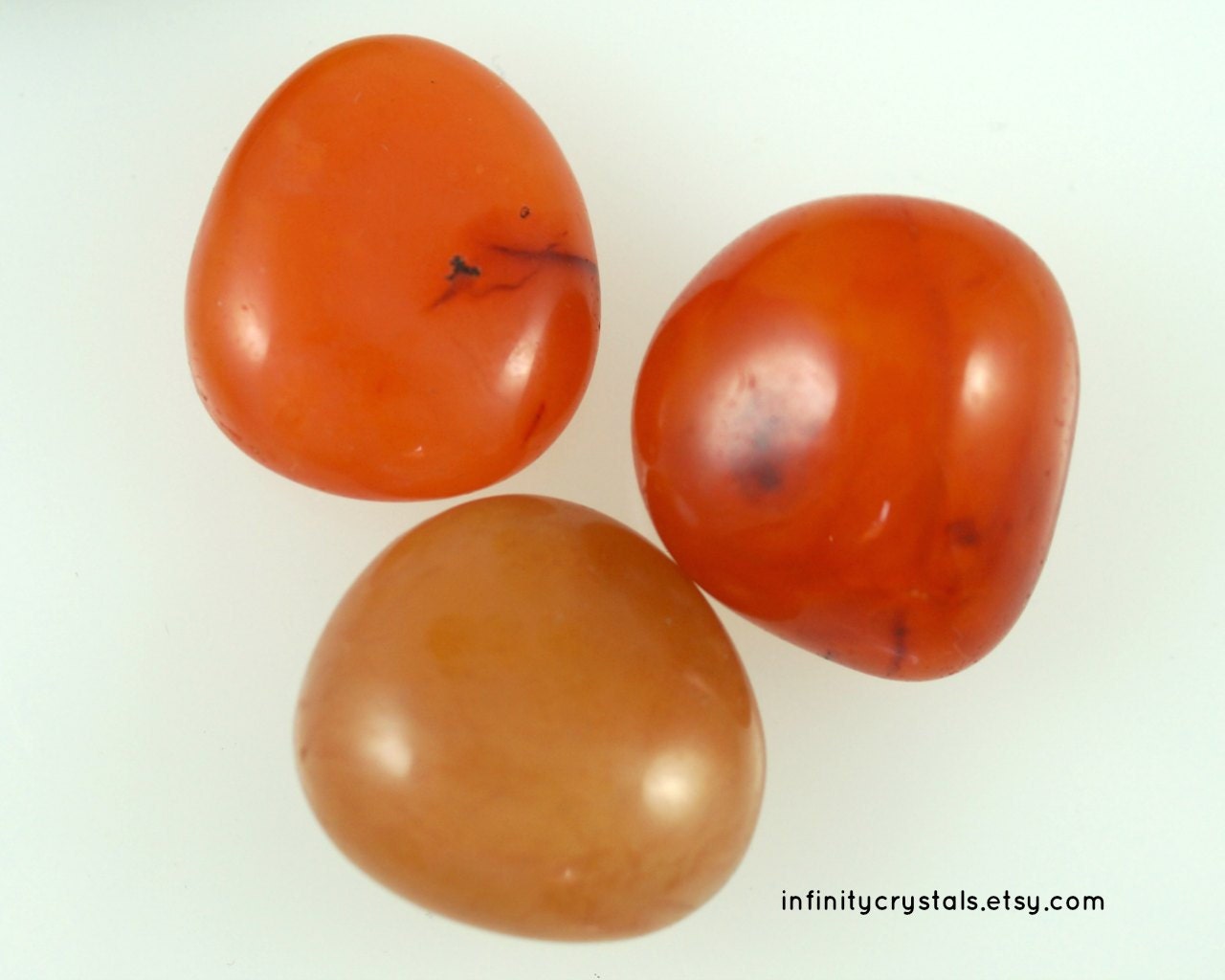 3 Carnelian Tumbled Stones