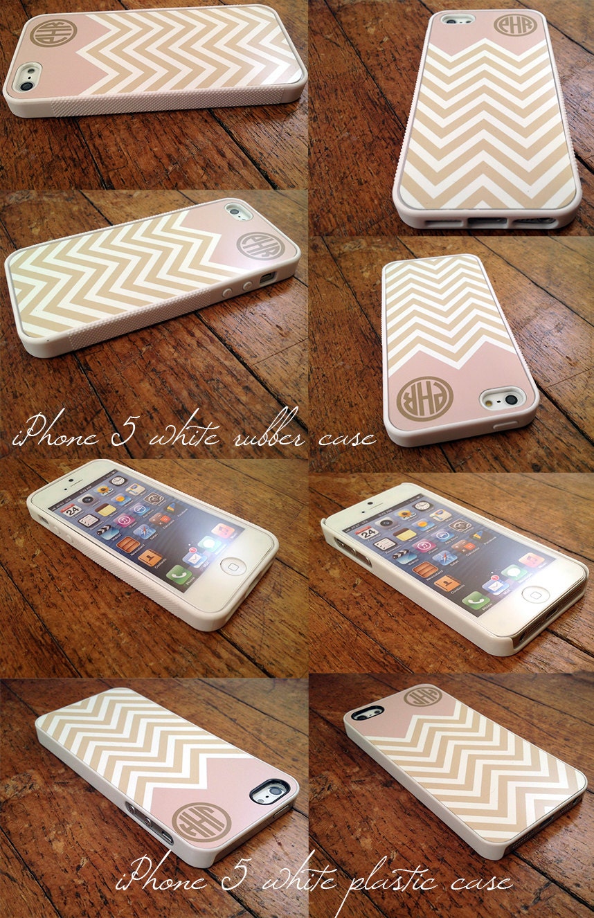 Personalized Bridesmaid gifts - iPhone 4s cover - Neon fashion pink blue chevron monogram Iphone 5 case Iphone 4 silicone or plastic (9695)