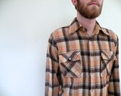 vintage Men's Copper Nutmeg Brown Flannel 60s 70s