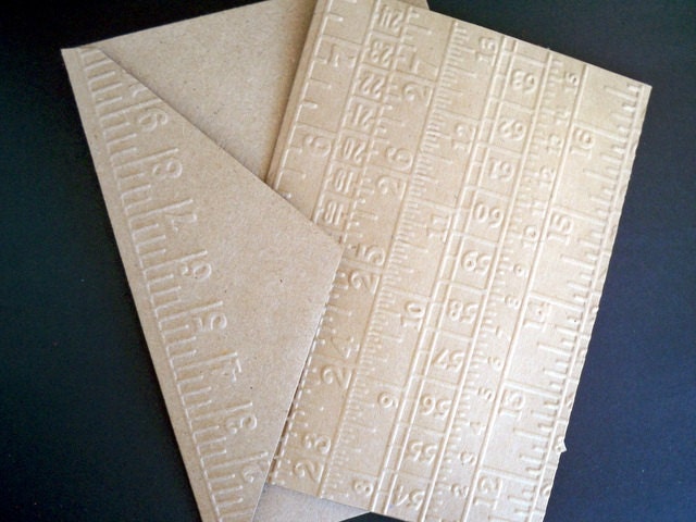 Blank Kraft Card Set Embossed, Tape Measure Cards, Kraft Stationery, Minimalist,  Kraft Paper Gift Wrapping, Kraft Envelopes