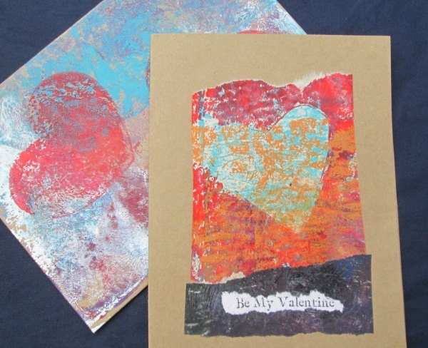 Original Hand Painted and Collaged Valentine Card