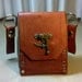 Large leather pouch/purse with rivets and celtic carvings