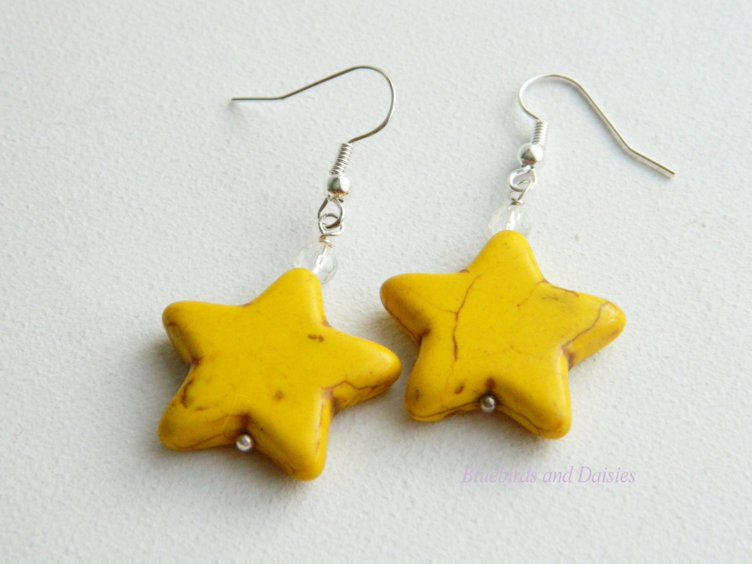 Yellow Howlite Star Earrings