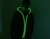Light Up Hoodie. El wire hoodie rave glow burning man led hoodie