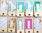 vintage embellished -to and from- manila fabric tags - set of 10