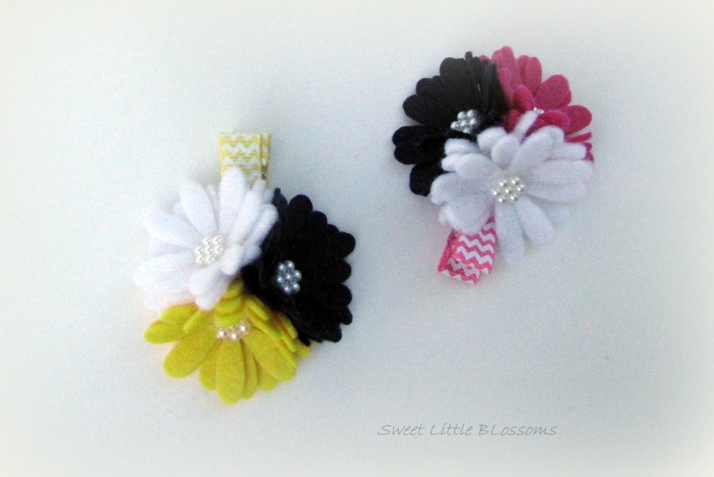 Felt Hair Clip - Chevron Sailor Girl Style Lily Pad Blossom Clip Brooch Clip or Headband - Girl Baby Infant Lady Photoprop Accessory