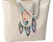 Colorful Dream Catcher New Large Natural Cotton Tote Bag