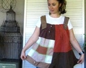 Eco Lagenlook Top rustic Magnolia Pearl inspired Smock upcycled clothing vest Tunic Boho country linen farmgirl cowgirl Large XLarge 1X