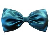Large Shiny Teal Satin Hair Bow "Anastatia Inspired"- Barrette or Alligator Clip