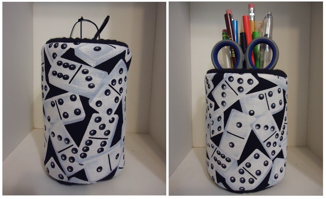 Dominos Fabric Crossword Fabric OR Sudoku Fabric 2 Piece Set Eyeglass Holder & Pencil Holder nite stand desk gift office friend