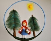 Waldorf inspired needle felted doll mobile: The Little Red Riding Hood Fairy Tale