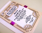 Great Gatsby Wedding Invitation and Response Card: Laser cut Wood Broadway Art Deco Wedding Invitation - DEPOSIT LISTING
