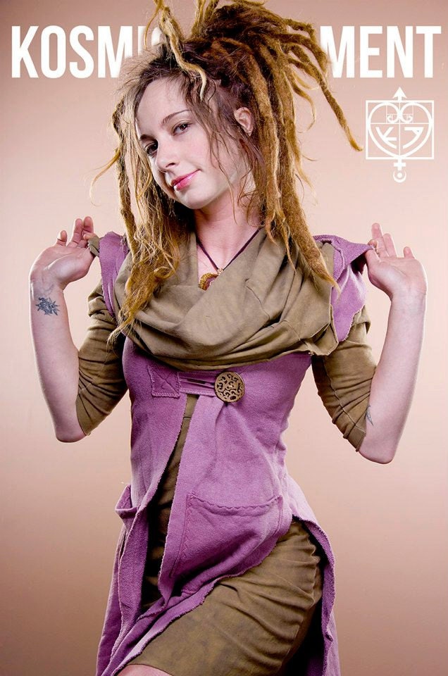 Custom Made to Order Samadhi Long French Terry Button Vest with Hood Organic Hemp and Cotton Dyed with Herbs