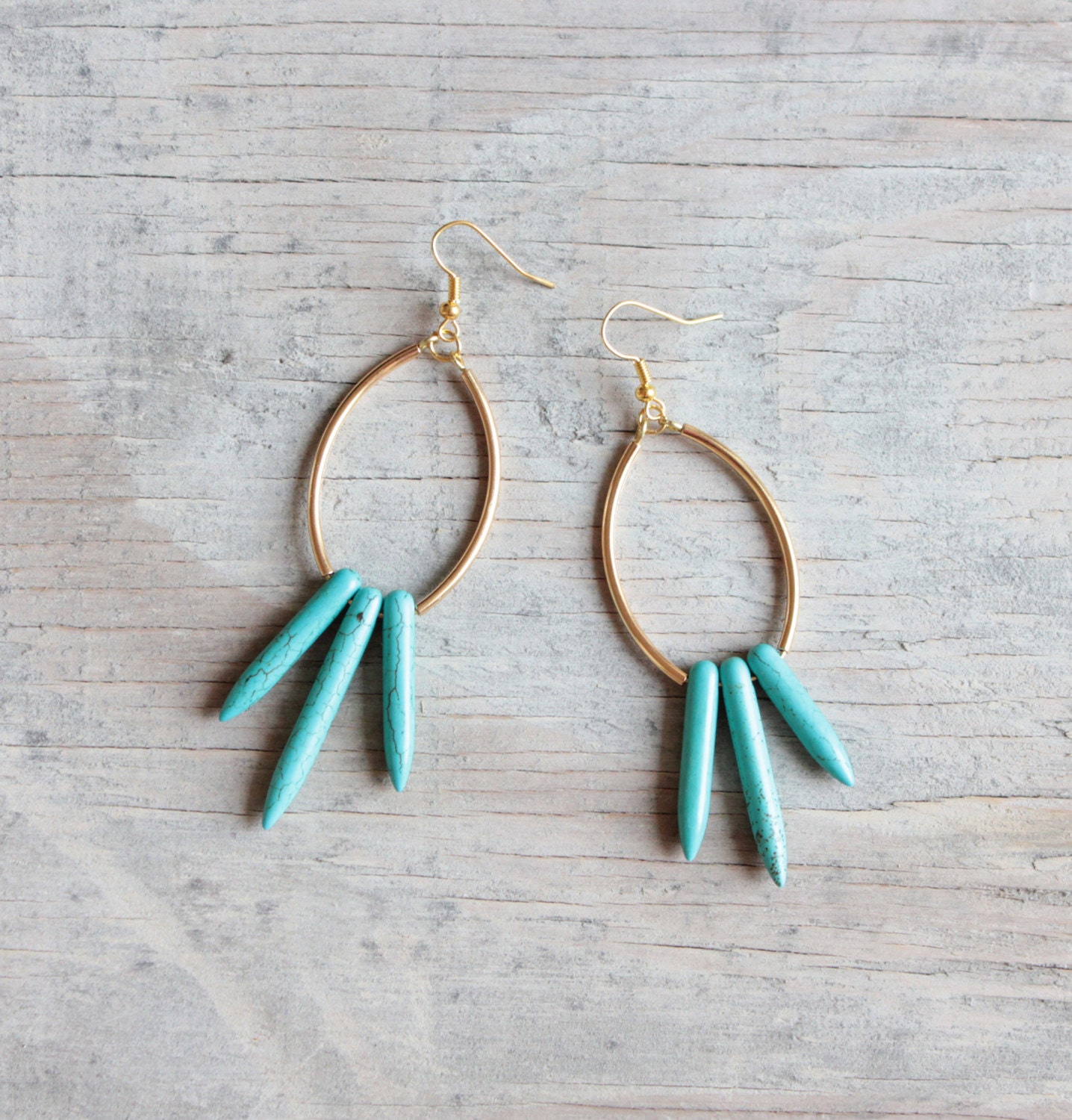 Turquoise spike earrings " Nereus "
