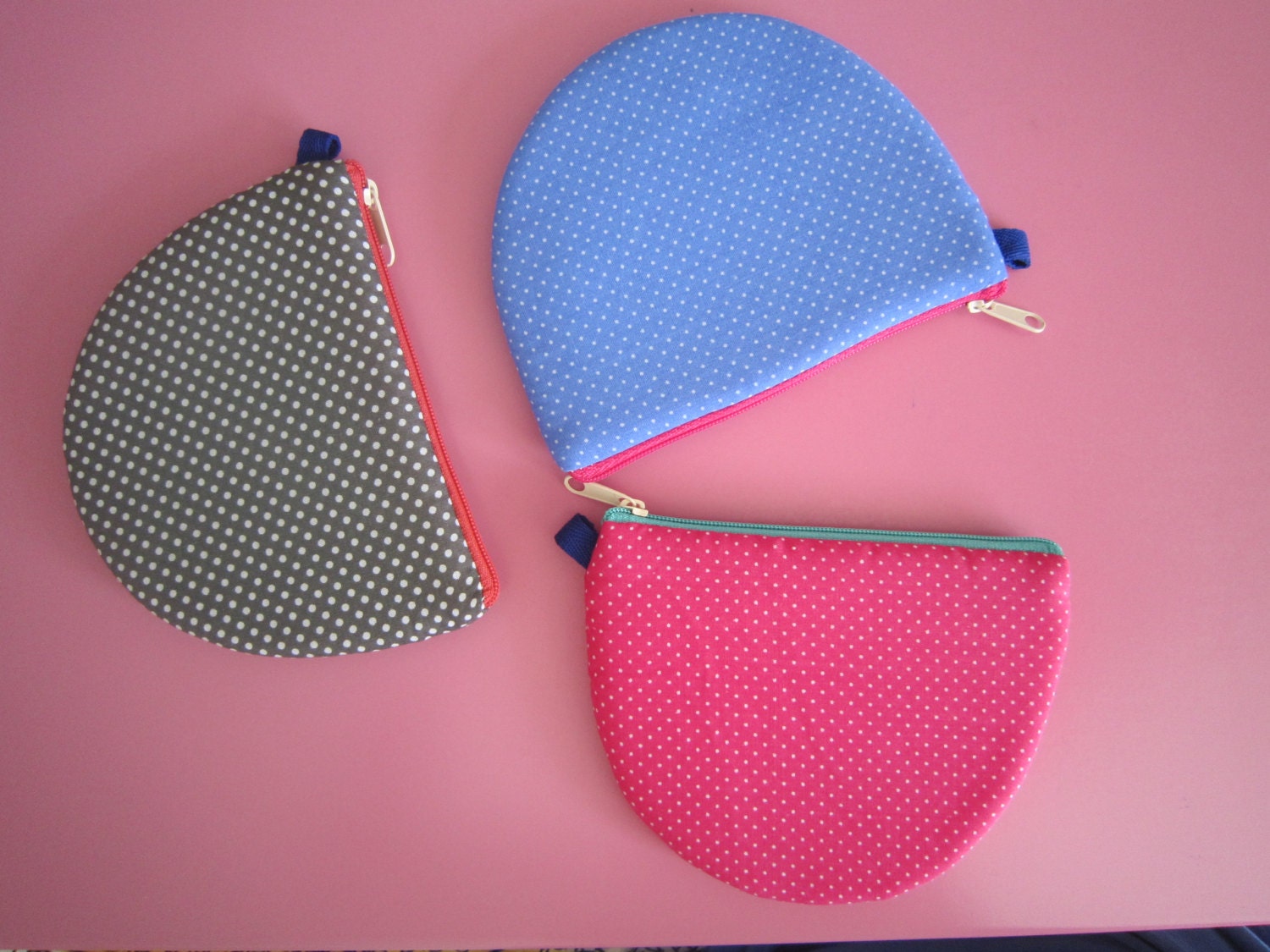 SALE - 3 PCS Handmade Fabric Cosmetic Bag Wallet Coin Purse Zipper Pouch Case