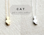 cat necklace - gold or silver - simple delicate handmade jewelry by fancy lemon
