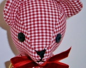 Custom Heirloom Jointed Teddy Bear red white gingham - AbbeyShabby