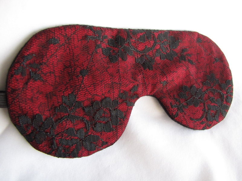 Red and Black lace sleep mask adjustable