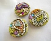 Paisley magnets - Jeweled design - Polymer Clay