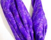 Small Purple Silk Sari Scarf, Purple Scarf, Floral Scarf, Paisley Scarf, Small Scarf