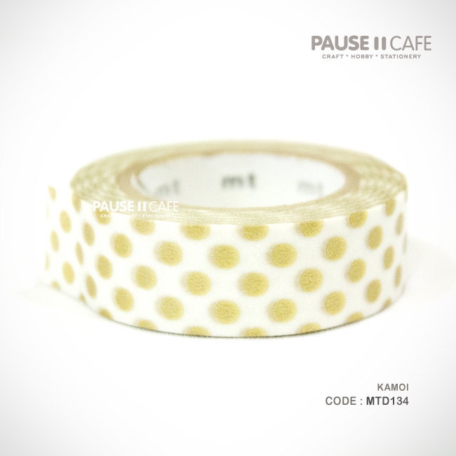 Yellow Gold Polkadots MT08D134 15mm x 10m Japanese Washi Kamoi