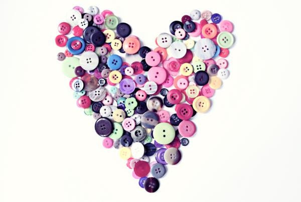 Button Heart 5x7 Fine Art Print Valentines Day Decor I Love Buttons Colorful Print Gift for Seamstress Mothers Day