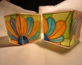 Hand Painted Glass Candle Holders