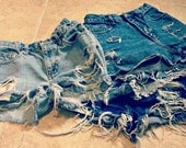 High Waisted Shorts Custom Made Denim Jean Shorts Hipster Tumblr Grunge