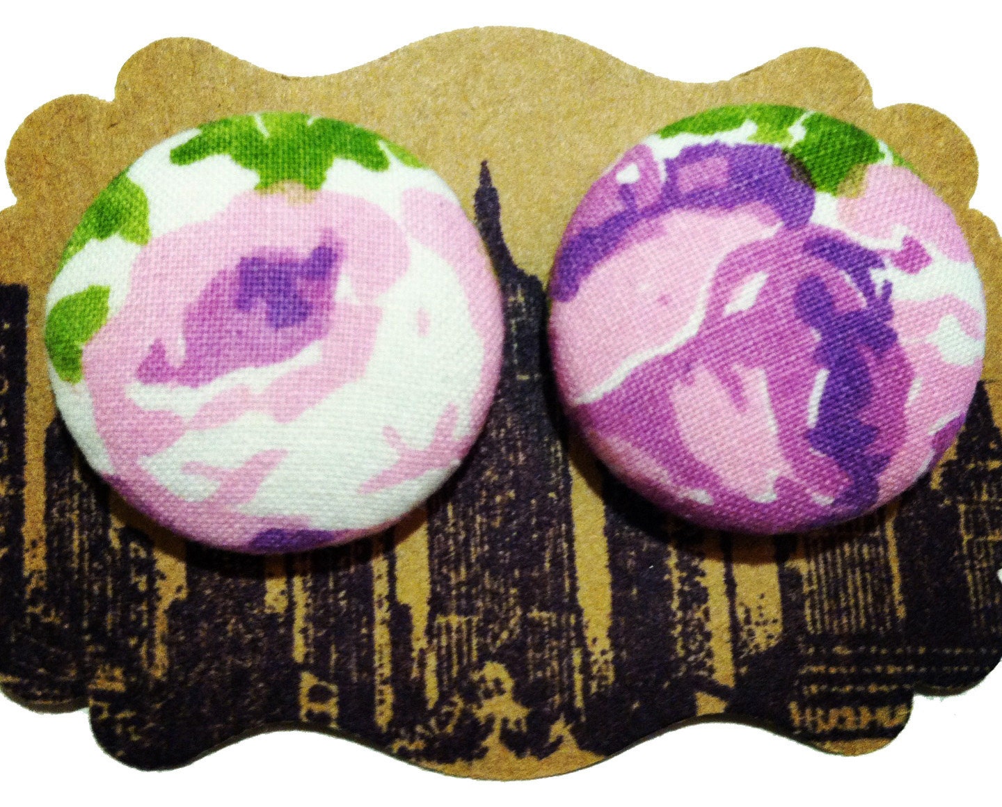 Purple Rose Post Earrings, Button Earrings, Vintage Fabric, Handmade Jewelry, Posts, Studs, Womens Accessories, Bridesmaids, Gifts for Her