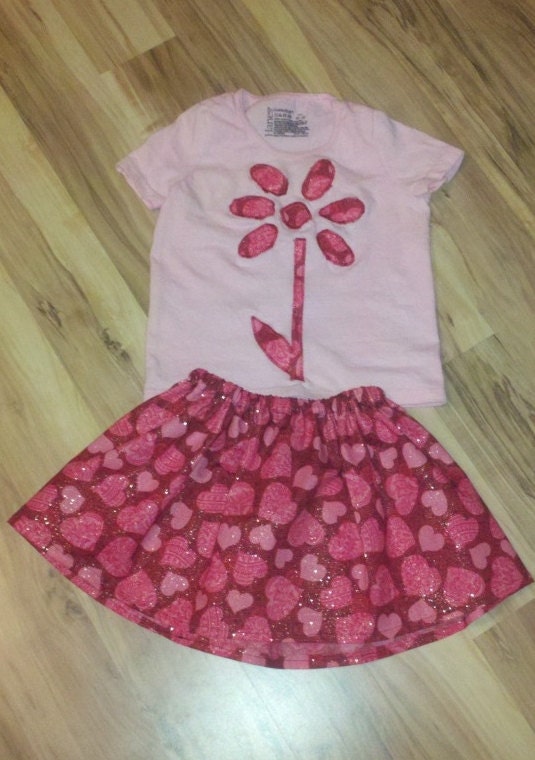 Valentine's Day Girls Skirt-Shirt Combo
