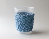 Cold Drink or Ice Cream Cozy in Light Blue - READY TO SHIP -