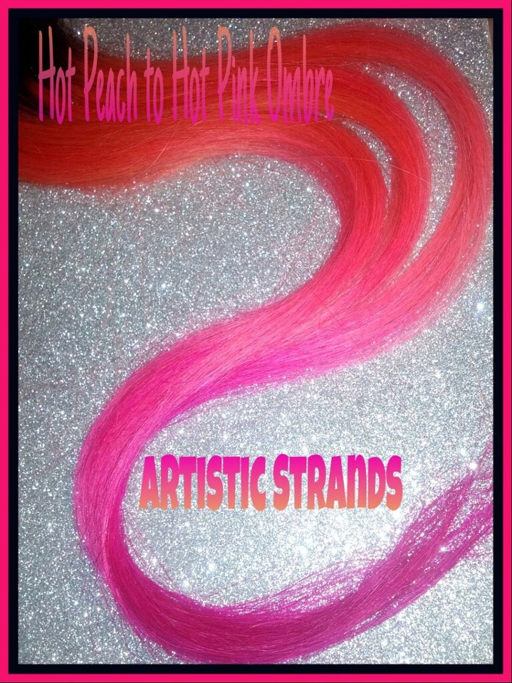 HOT Peach / B O L D or Light Pastel colored / New Color for Spring/ 18 inch human hair extension/ clip-in hair/ (2) hair extensions