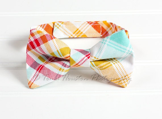 Boy's Bow Tie, Newborn, Baby, Child- Red, Aqua, Orange, Plaid (2-3 Business Day Processing) - Tomastutusandthings Boy's Bow Tie, Newborn, Baby, Child- Red, Aqua, Orange, Plaid (2-3 Business Day Processing) - Tomastutusandthings