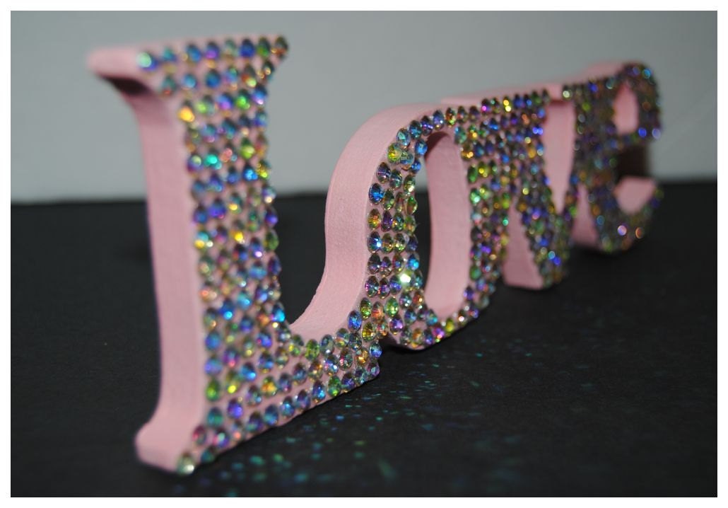 Custom Crystal "Love" Cake Topper