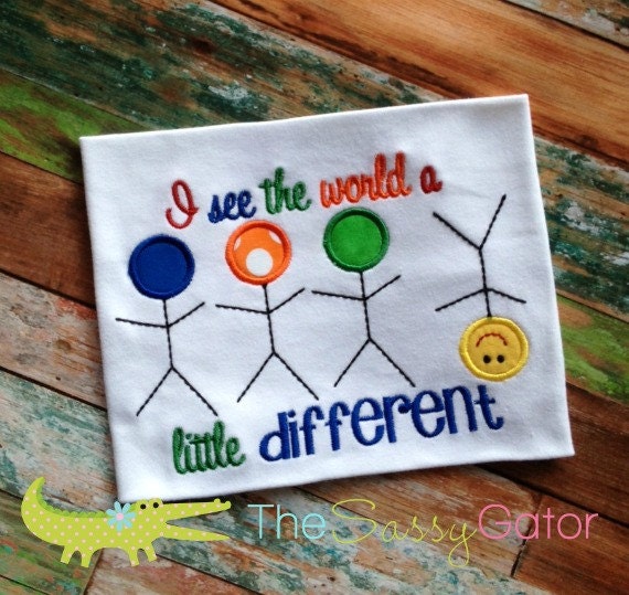 AUTISM Speaks: I See The World A Little Different-Autism Awareness  Personalized Applique T-Shirt