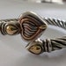 Vintage Heart Silver and 18K Gold Cable Clamper Bangle Bracelet RdM Italy