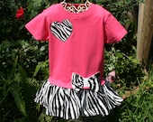 3T Pink ZEBRA PRINT  Tshirt Dress Play clothes Infant dress Baby Clothes Football