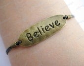 Bracelet-Believe bracelet,infinity bracelet,real leather bracelet-Z707