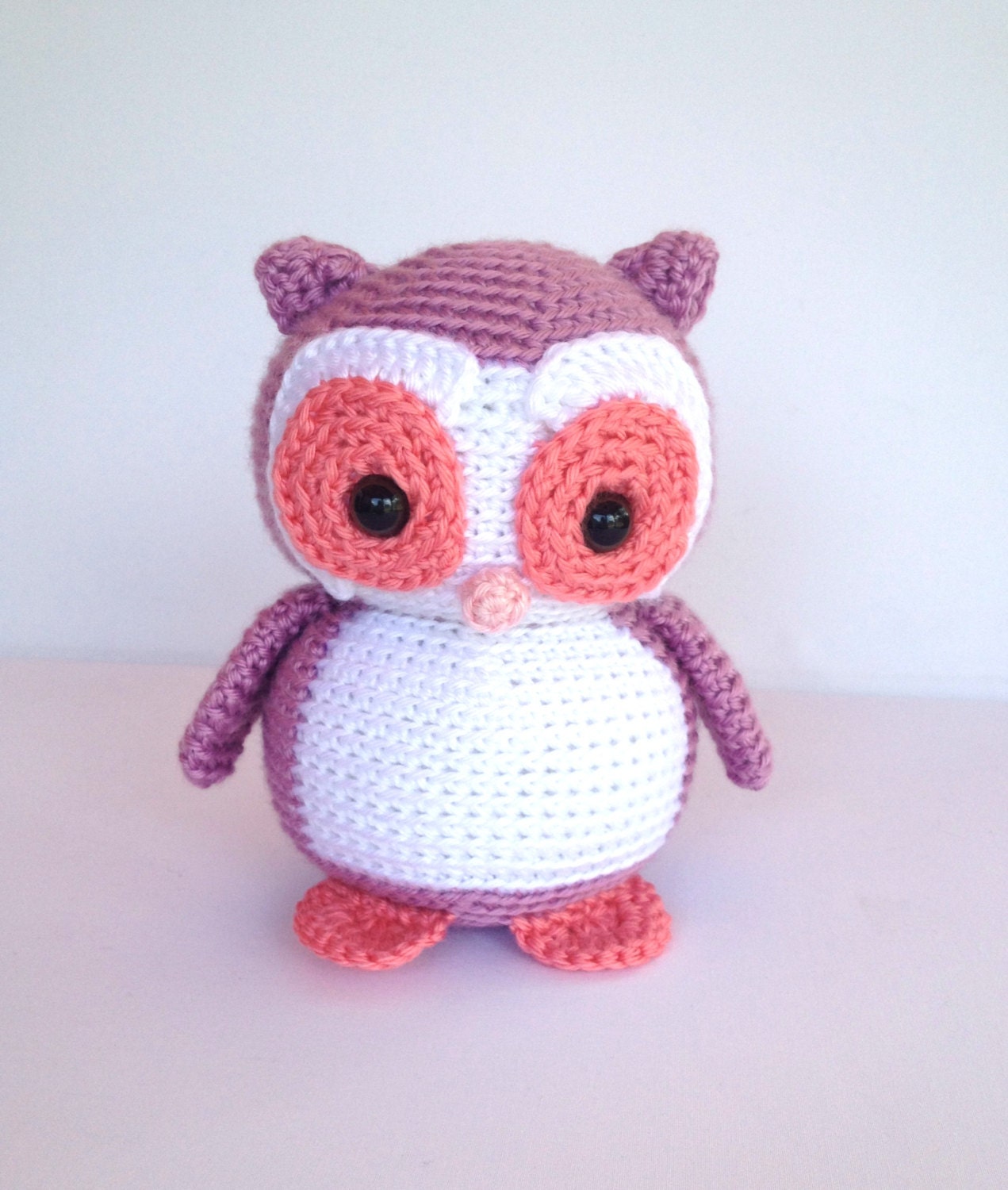 Crochet Owl Doll Amigurumi Stuffed Animal Toy in Purple