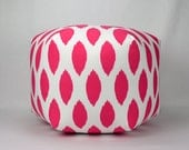 25" Floor Ottoman Pouf Pillow Candy Pink & White - Chipper Ikat Contemporary Modern Print